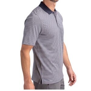 Cutter & Buck Forge Tonal Stripe Stretch Mens Big and Tall Polo 3XLT Black/White